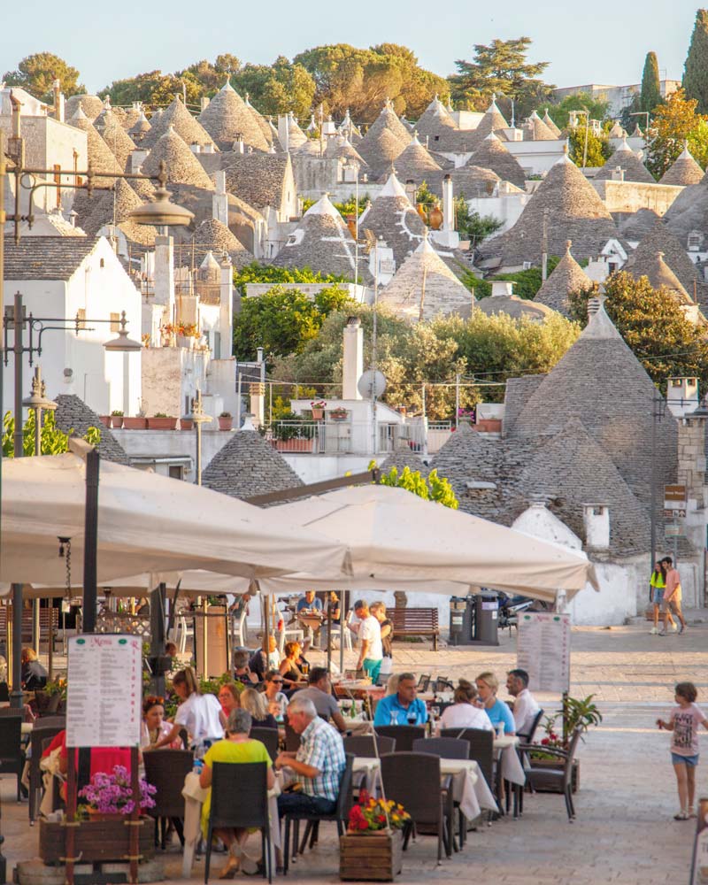 Enjoying a meal in Alberobello