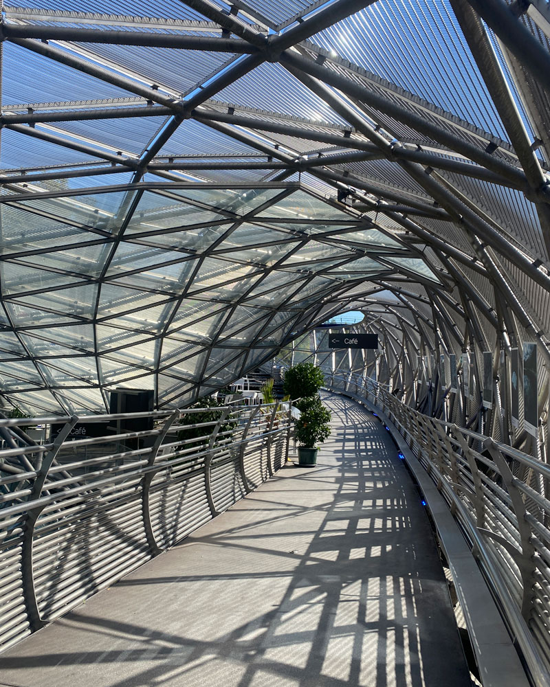 Inside the Murinsel bridge