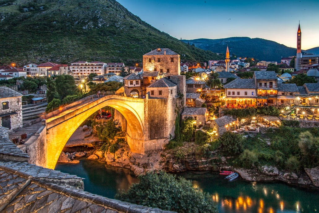 Crowd-free Mostar after sunset