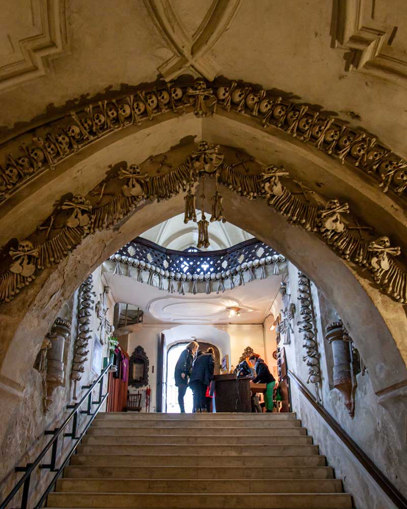 The entrance stair case to the Chapel of Bones