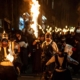 The start of the torchlight procession in Edinburgh