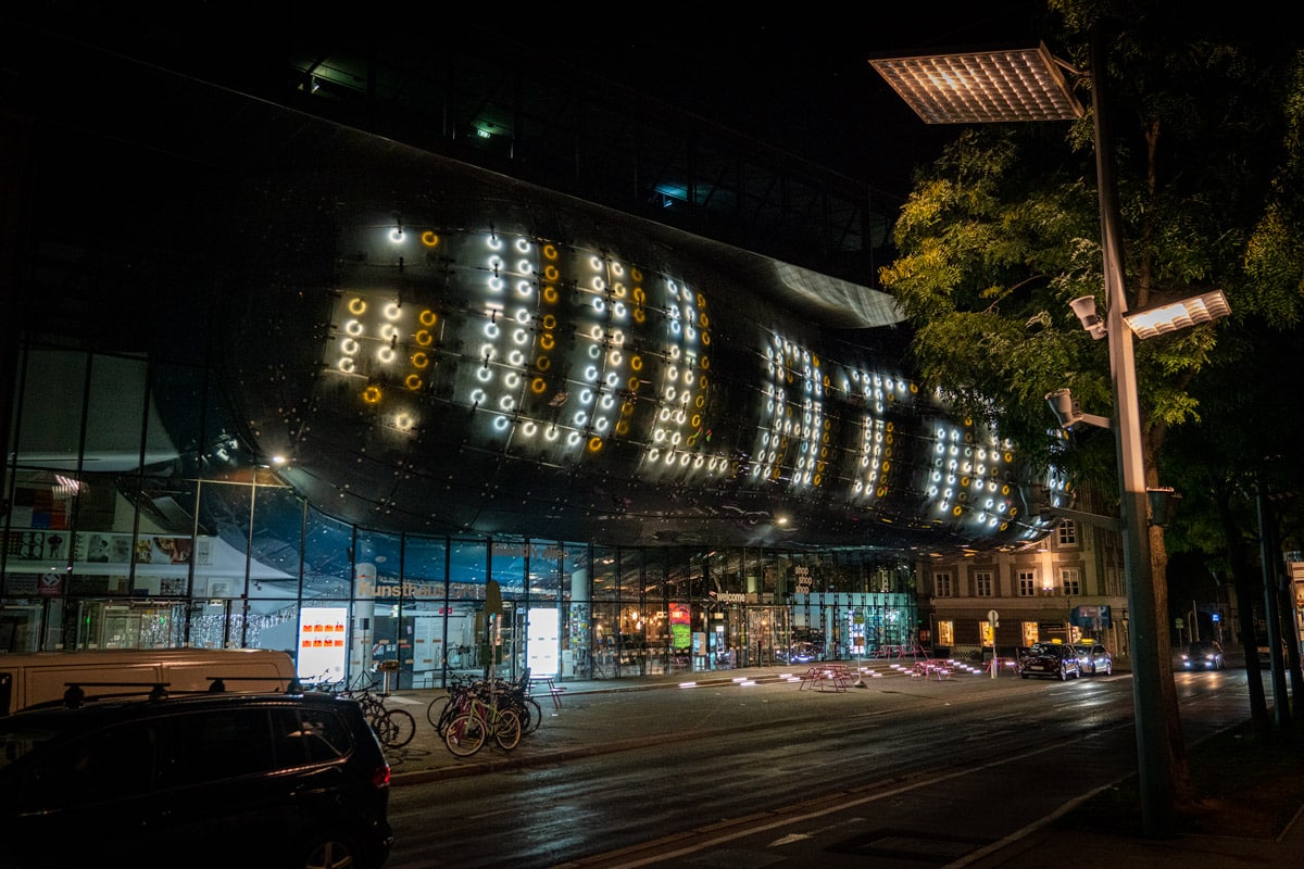 Graz's Kunsthaus at night