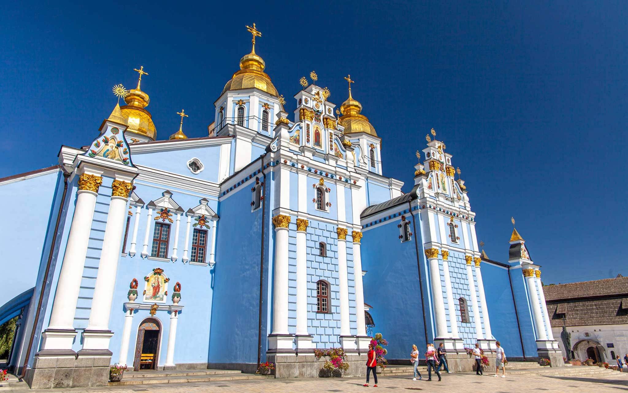 St Michael's Cathedral in Kyiv, a blue cathedral with gold dome