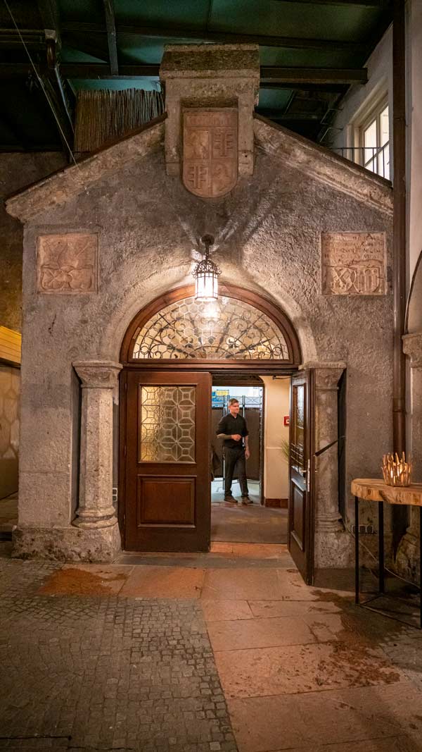 The front entry to the monastery which may be the oldest restaurant in the world