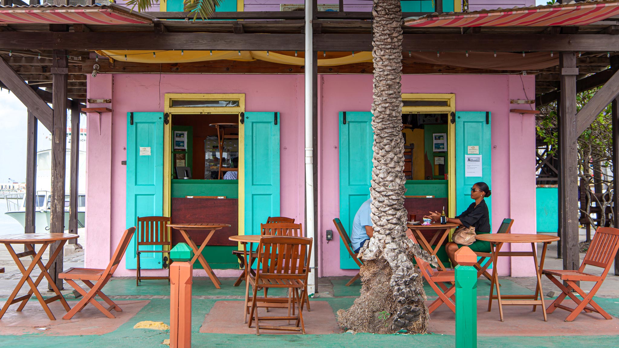The colourful building of St Johns the capital of Antigua