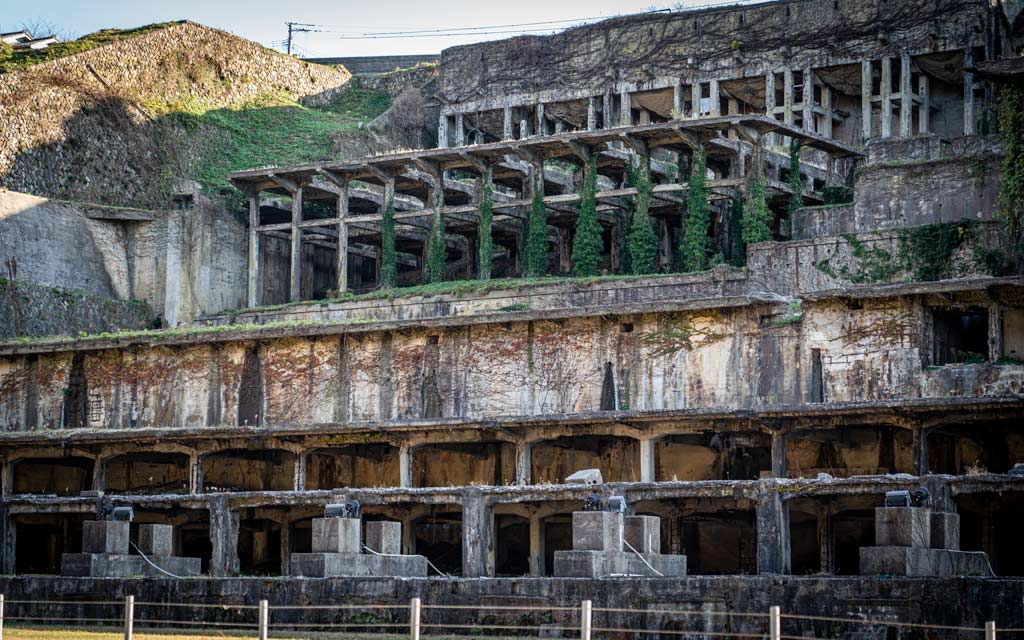 The remains of the gold mines on Sado Island