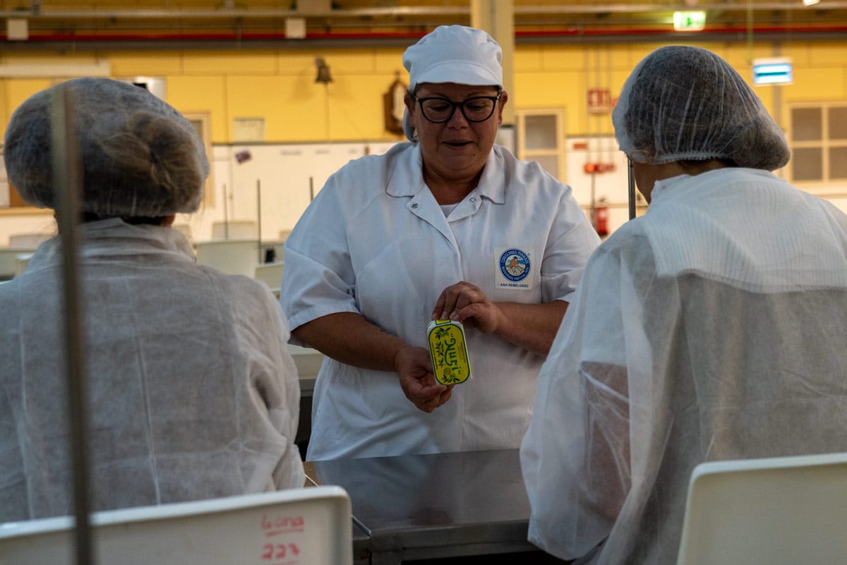 At the Nuri sardine factory, you can take a tour and see this the traditional tins being prepared