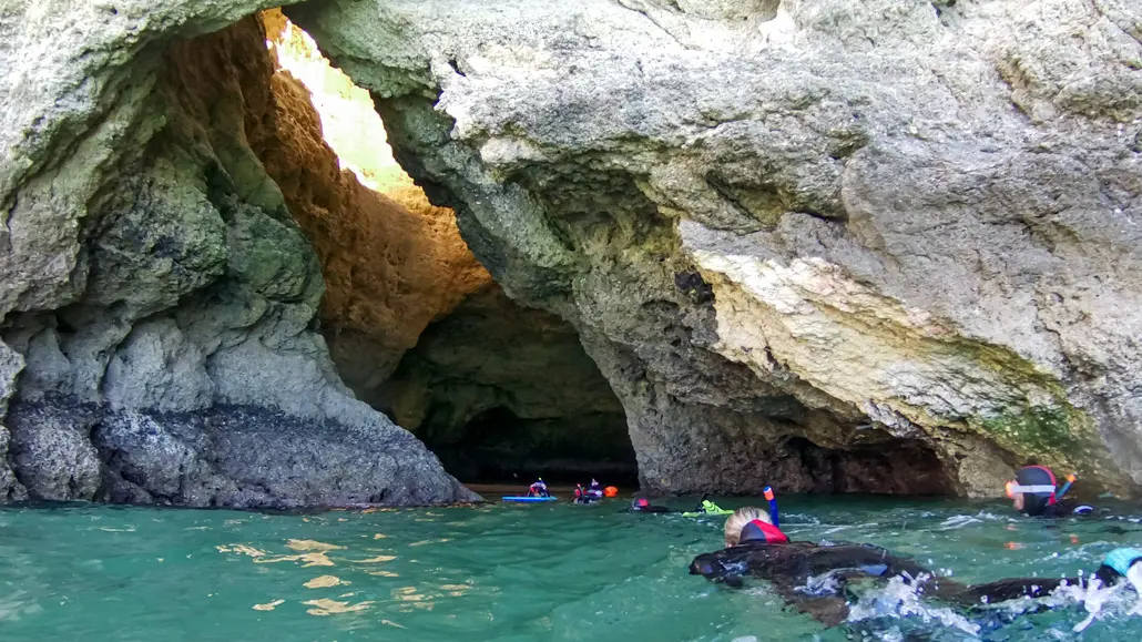 Snorkelling to hidden sea caves near Alvor